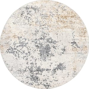 Danae Abstract Machine Washable Ivory 6 ft. x 6 ft. Area Rug