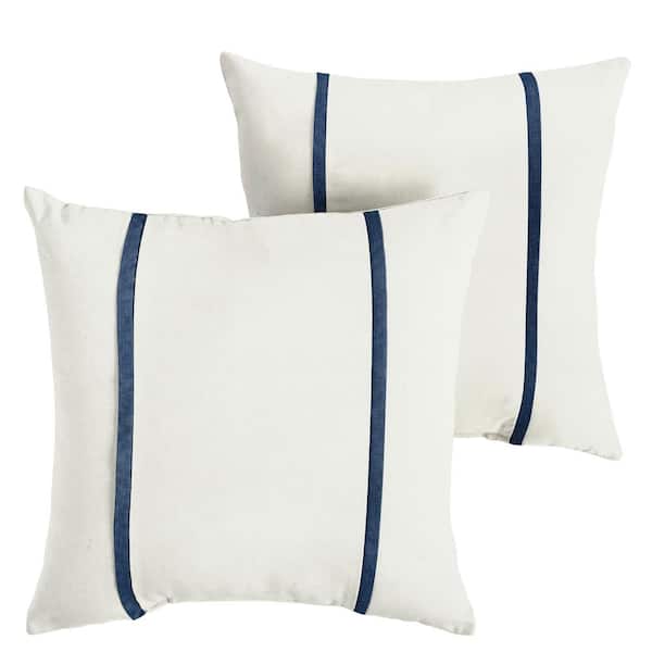SORRA HOME Sunbrella Canvas Natural Outdoor Knife Edge Throw Pillows (2-Pack)