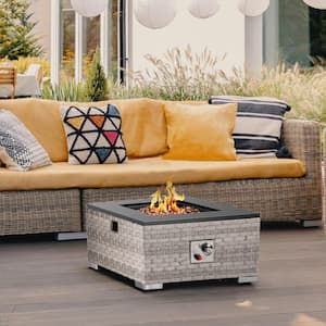23.6 in. 50,000 BTU Square Propane Fire Pit Table, Gas Fire Table for Outside Patio in Gray