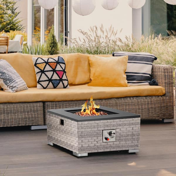 Cesicia 23.6 in. 50,000 BTU Square Propane Fire Pit Table, Gas Fire Table for Outside Patio in Gray