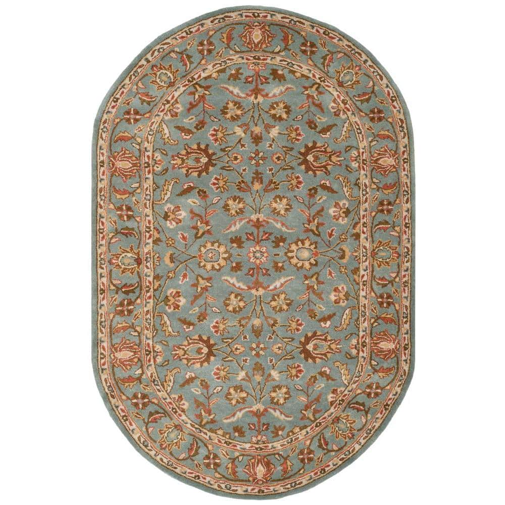 Elegant Heritage Hand-Tufted Wool Oval Rug in Blue, 5' x 8'