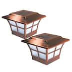 Prestige 4 in. x 4 in. Outdoor Electroplated Copper LED Solar Post Cap (2-Pack)