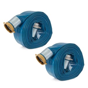 50 ft. PVC 55 PSI Lay Flat Hose, Blue(2-Pack)