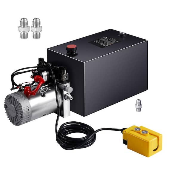 SKYSHALO Hydraulic Pump, 3200 PSI Max Relief Pressure, 15 qt. Hydraulic Power Unit, Double Acting Dump Trailer Pump, 0.91 GPM
