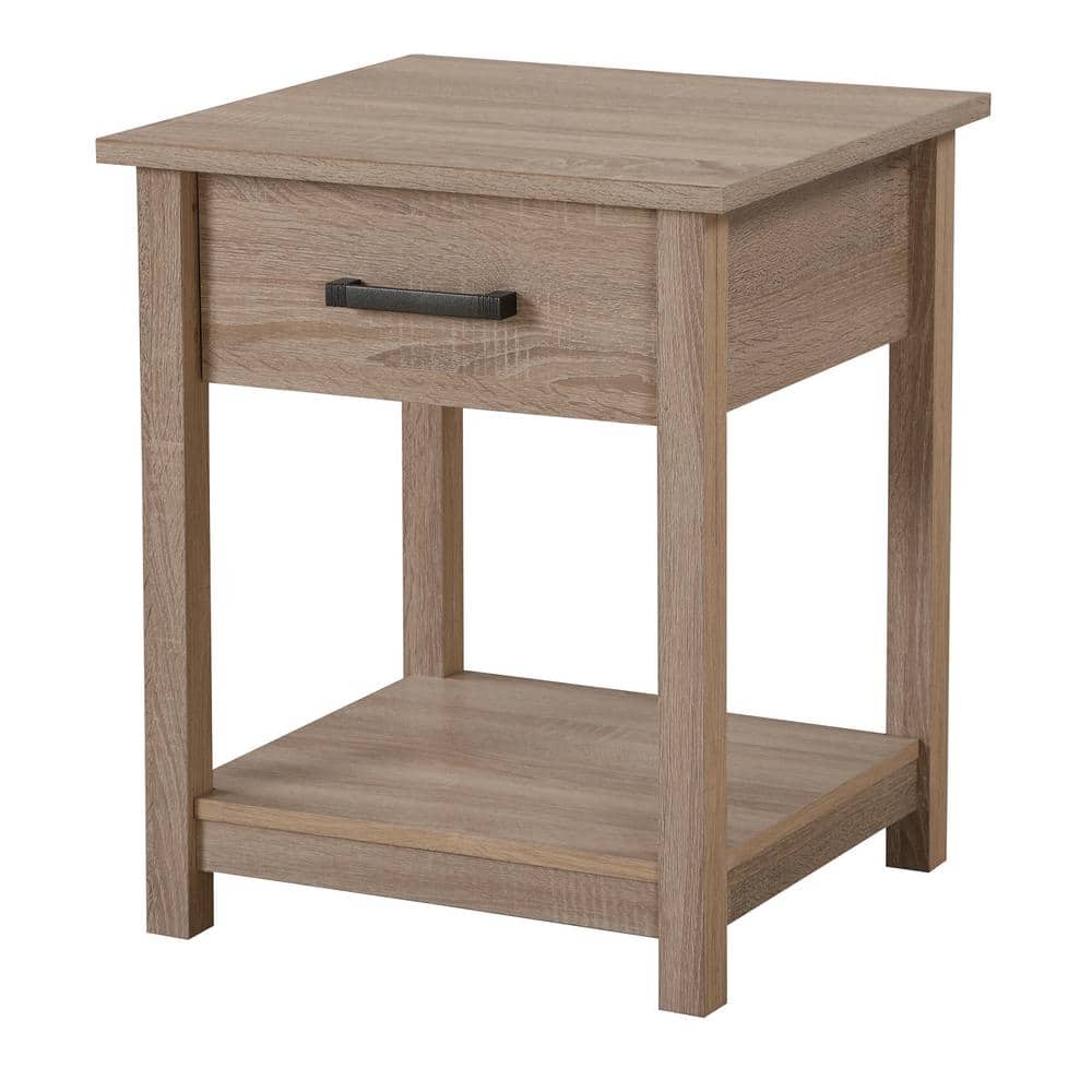 Salem Sandle Wood Modern Nightstand with Open Shelf and Drawer
