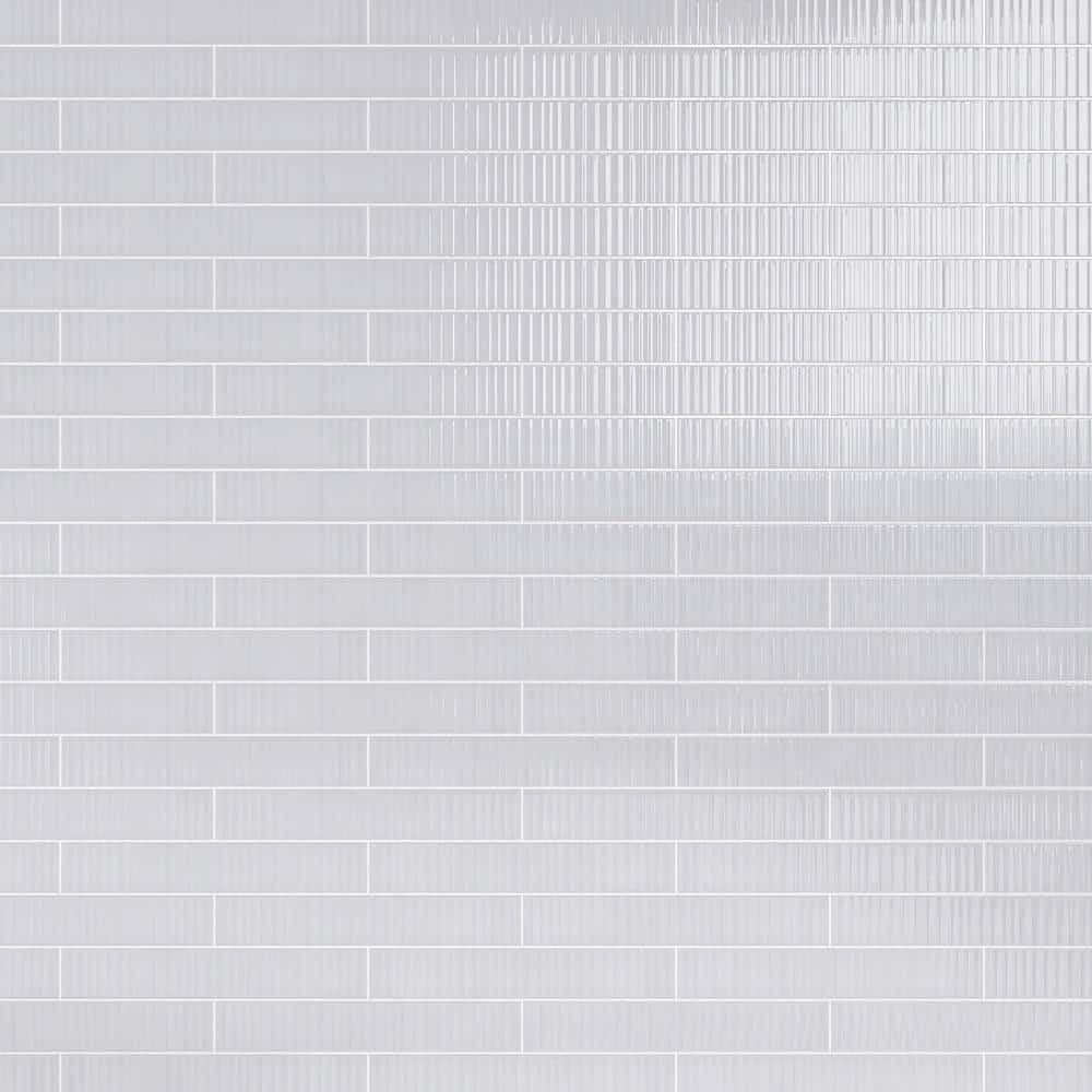 Nova White Glossy Ceramic Subway Wall Tile, 2x12
