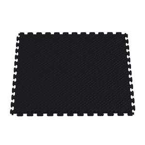 Multi-Purpose Black 18.3 in. x 18.3 in. PVC Garage Flooring Tile with Raised Diamond Pattern (6-Pieces)