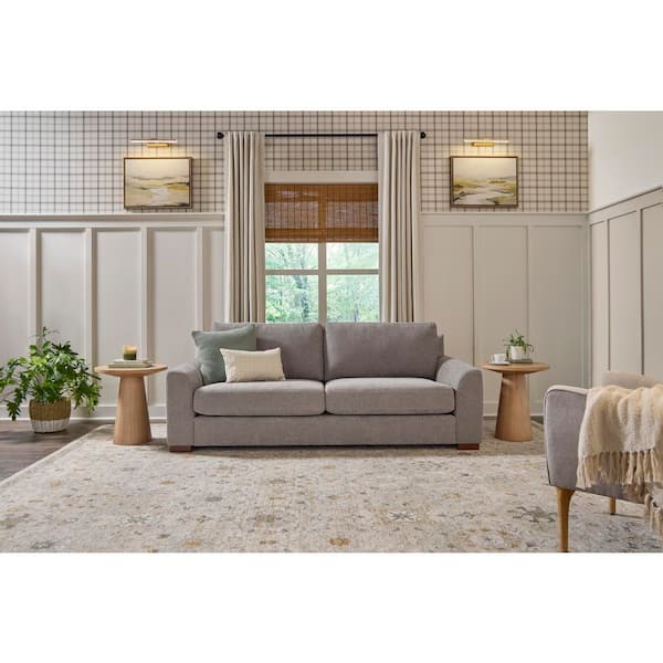 Mirren 86 in. Tapered Arm Rectangle Sofa with 100% Performance Fabric in Milo Fossil Grey