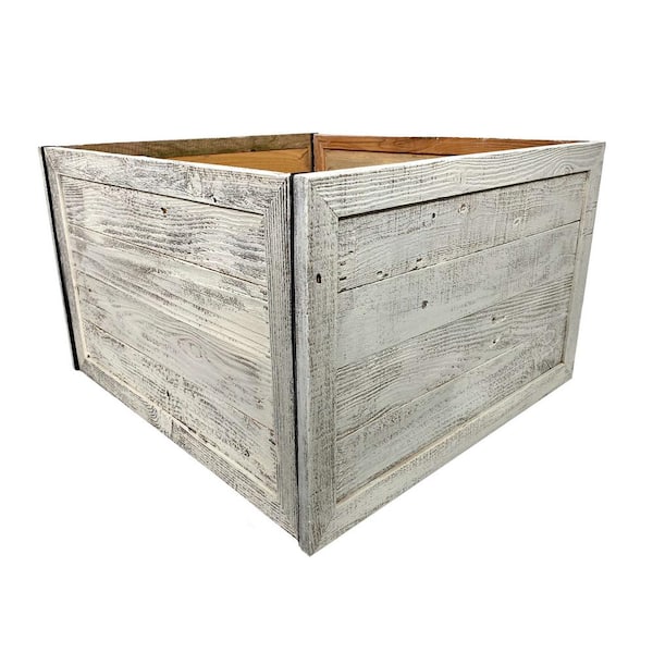 BarnwoodUSA Farmhouse 17.5 in. W x 11.5 in. H, 24 in. Dia, White Wash Decorative Christmas Tree Box Collar