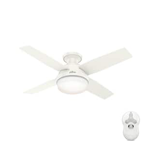 Dempsey 44 in. Indoor/Outdoor Fresh White LED Low Profile Ceiling Fan with Light Kit and Remote Control