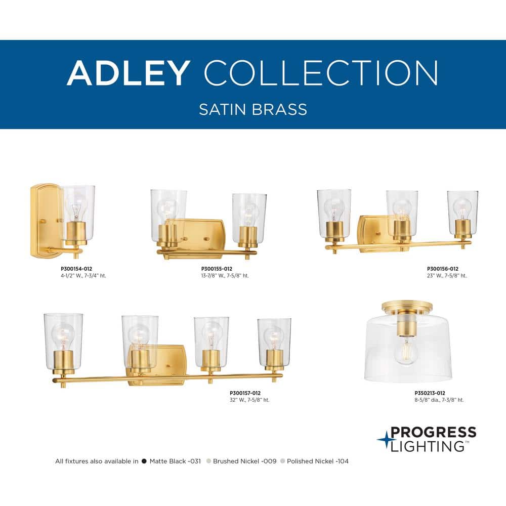 Adley Satin Brass Wall Light with Clear Glass Shade