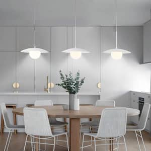 3-Light Matte White Modern/Contemporary Hanging Pendant Light Kitchen Island Light with White Shade