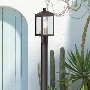 Creekview 15 in. 1-Light Bronze Cast Brass Hardwired Outdoor Rust Resistant Post Light with No Bulbs Included