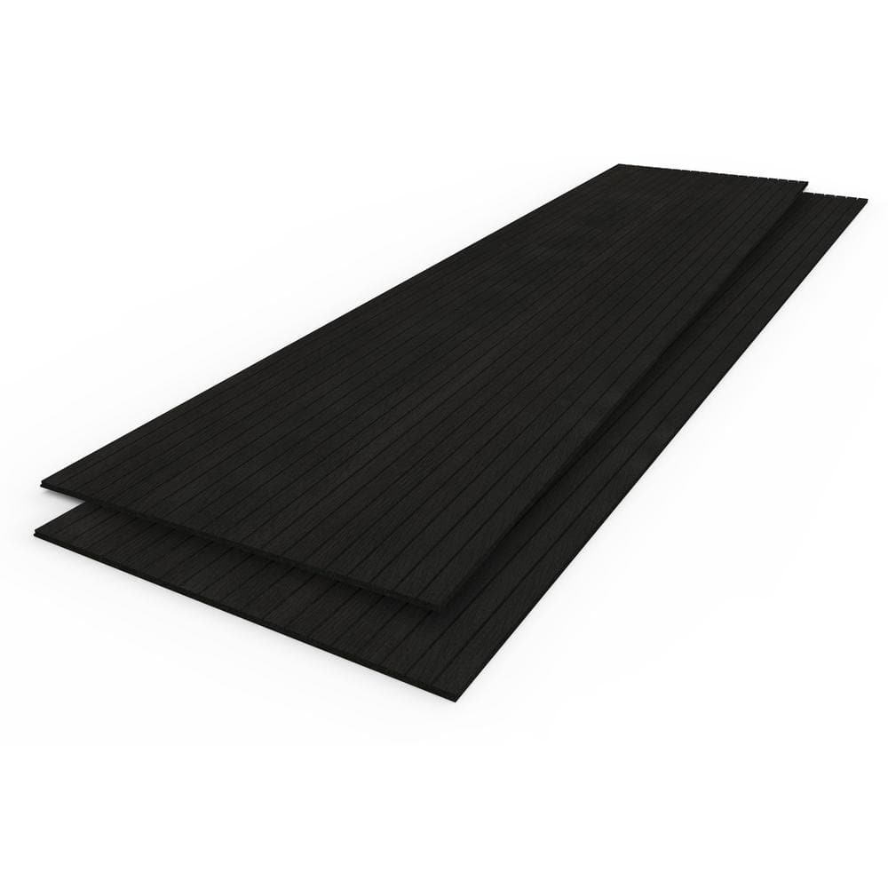 Black Vinyl Shiplap Acoustic Wall Paneling, 8-ft Length