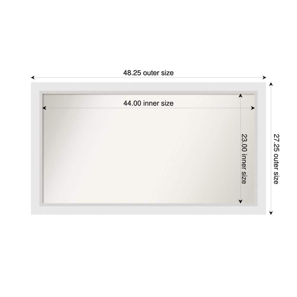 Blanco White 48.25 in. x 27.25 in. Custom Non-Beveled Wood Framed Bathroom 