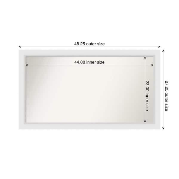 Amanti Art Blanco White 48.25 in. x 27.25 in. Custom Non-Beveled Wood Framed Bathroom Vanity Wall Mirror