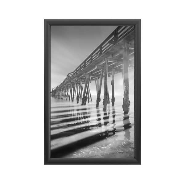 Trademark Fine Art "Pier and Shadows" by Moises Levy Framed with LED Light Landscape Wall Art 16 in. x 24 in.