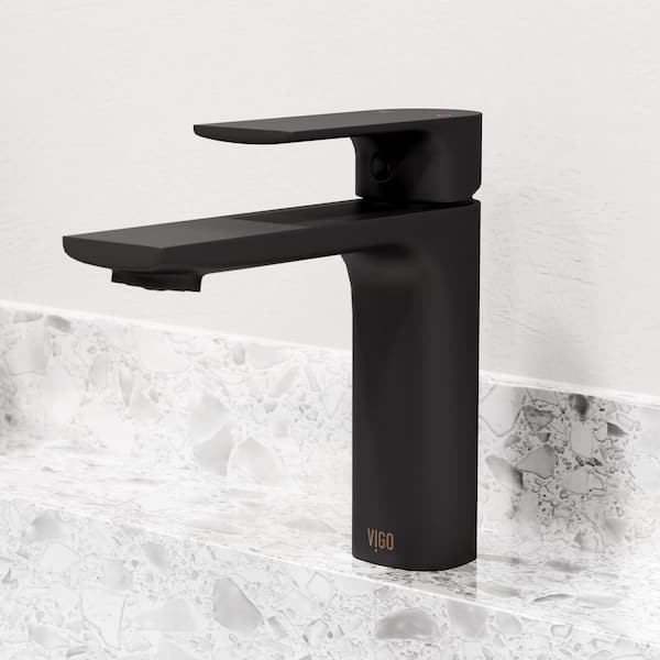VIGO Davidson Single Handle Single-Hole Bathroom Faucet Sink in Matte Black
