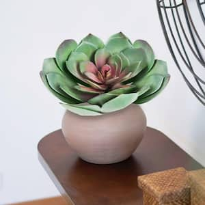 LIVING LUXURY 8.5 in. Large Echeveria Lotus Artificial Succulent Stem ...