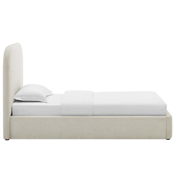 Keynote White Frame Twin Platform Bed with Upholstered Fabric