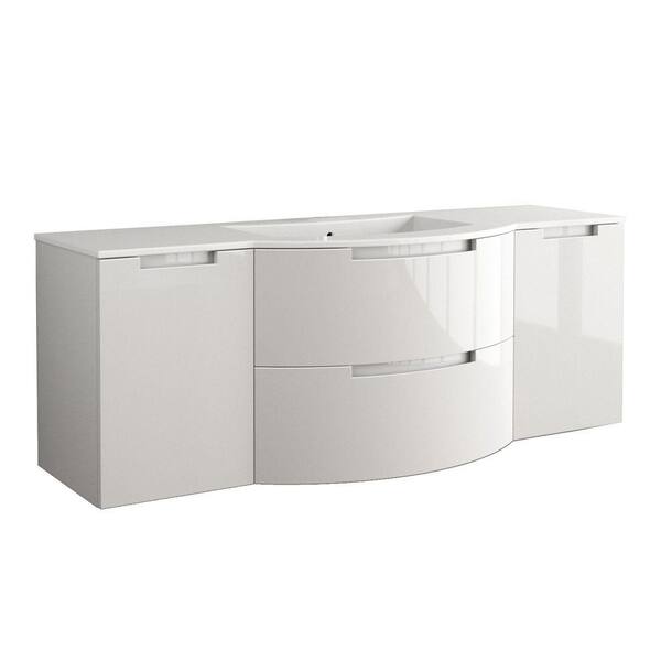 LaToscana Oasi 53 in. Bath Vanity in Glossy Sand with Tekorlux Vanity Top in White with White Basin