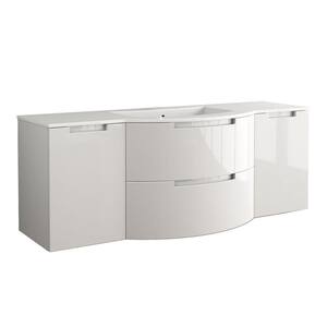 Oasi 57 in. Bath Vanity in Glossy White with Tekorlux Vanity Top in White with White Basin