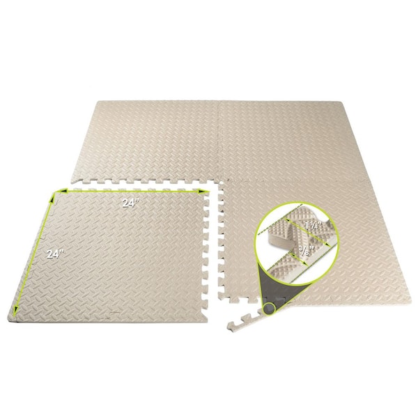 24 X 24 Inch Interlocking Foam Mat, Imitation Wood Grain Thick Floor  Mat,Home Bedroom Non-Slip Floor Mat, (1 Pcs / 2 Side Strips),Dark,8Pcs