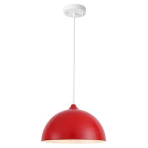 1-Light Red Pendant Light with Metal Shade, Adjustable Dome Pendant Lighting Fixtures