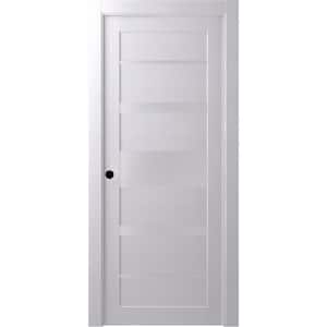 18 in. x 80 in. Kina Bianco Noble Right-Hand Solid Core Composite 5-Lite Frosted Glass Single Prehung Interior Door