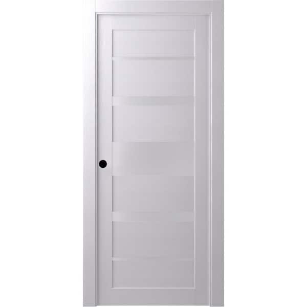 Belldinni 30 in. x 80 in. Kina Bianco Noble Right-Hand Solid Core Composite 5-Lite Frosted Glass Single Prehung Interior Door