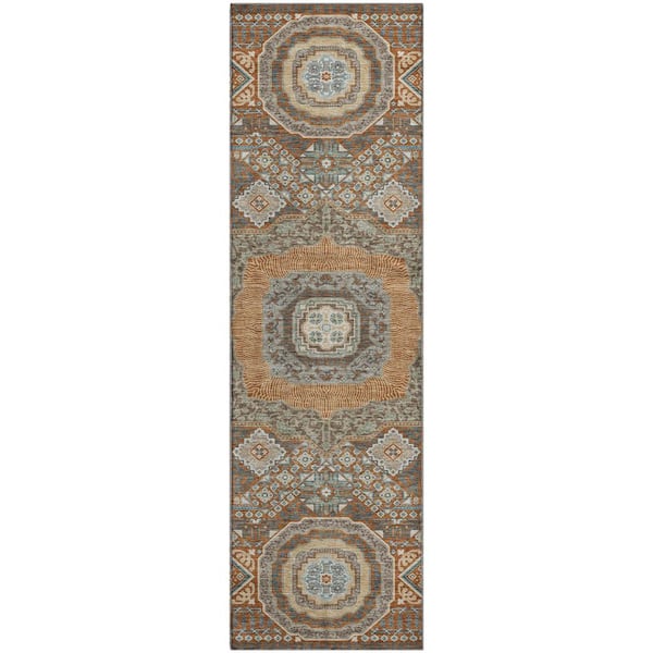 Mayfield Premium Machine Washable Abstract AMF2525 Paprika 2 ft. x 7 ft. Runner Rug