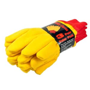 Heavyweight Large Double Layer Yellow Chore Gloves (3-Pair)