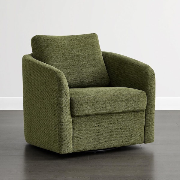Keira Green Fabric Swivel Accent Chair with 360° Swivel, Reversible Cushion, Washable Slipcover and Hidden Storage