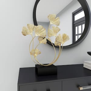Gold Metal Curved Floral Sculpture