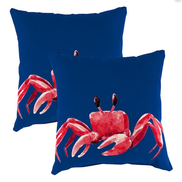 Jordan Manufacturing 16 in. L x 16 in. W x 4 in. T Square Outdoor Throw Pillow in Ghost Crab (2-Pack)