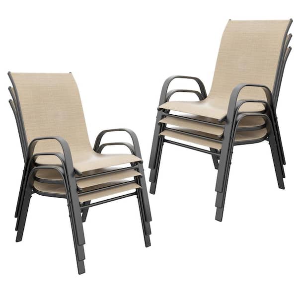 Outdoor Patio Dining Arm Chairs Brown Set of 6