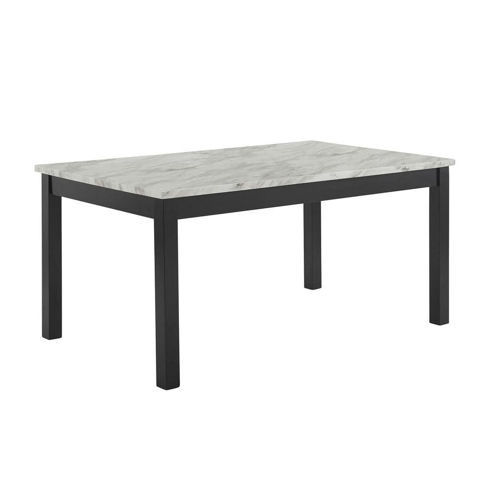 Celeste 64" Black Wood Dining Table with Faux Marble Top
