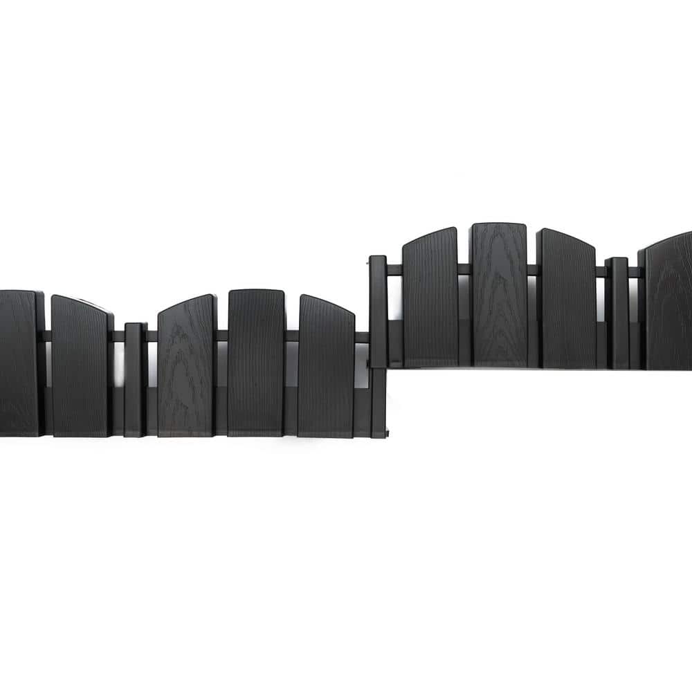 15 ft Black Plastic No-Dig Landscape Edging Kit with Anchoring Spikes