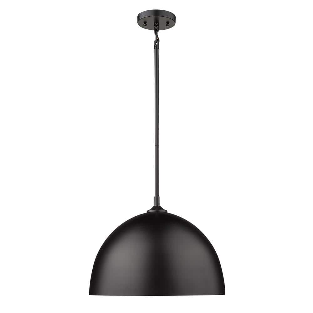 Zoey 16" Matte Black Modern Industrial Bowl Pendant Light