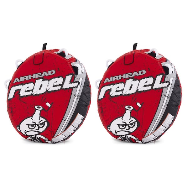 Airhead Rebel 54 in. 1-Person Red Towable Tube Kit w/Rope and 12V Pump (2-Pack)