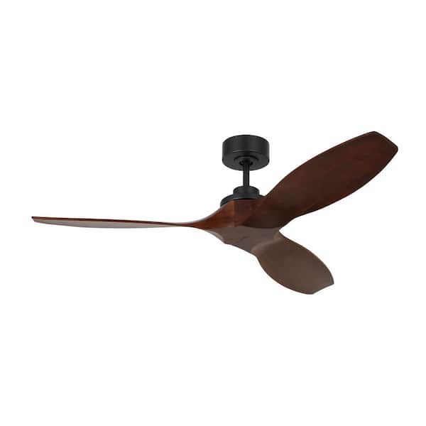 Generation Lighting Collins 52 in. Smart Home Indoor/Outdoor Matte Black Ceiling Fan with Dark Walnut Blades, DC Motor and Remote Control