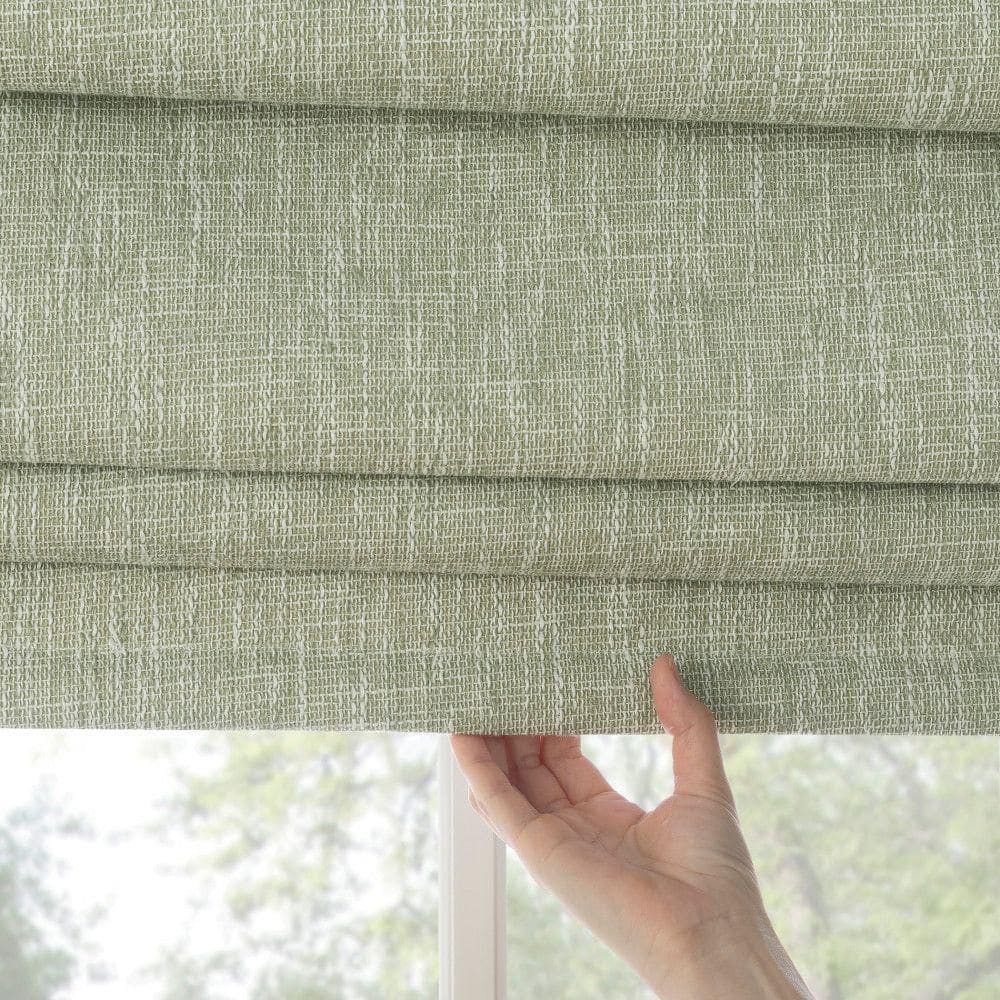 Sage Green Textured Fabric Cordless Blackout Roman Shade 39" x 64"