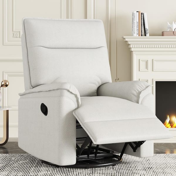 Polibi Linen 360° Swivel Recliner with Adjustable Backrest for Living Room, Beige