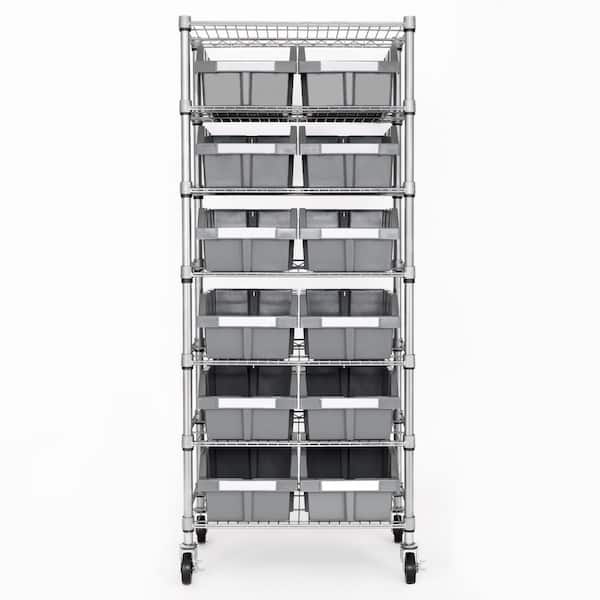 Series 200B Stationary Bin Storage Units with Red Bins – All Rack