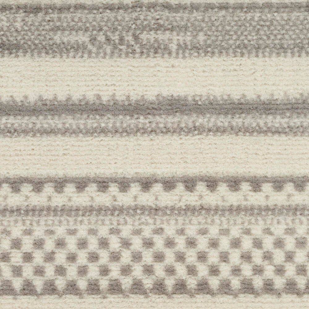 Ivory Grey Striped Synthetic 5' x 7' Area Rug