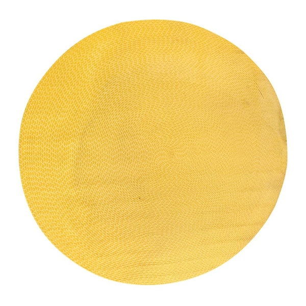 Better Trends Sunsplash Braid Collection Yellow 96" Round 100% Polypropylene Reversible Indoor/Outdoor Area Rug
