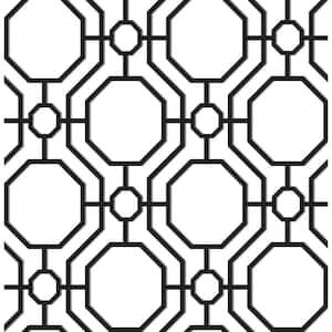 Crawford Black and White Vinyl Peel and Stick Wallpaper Roll