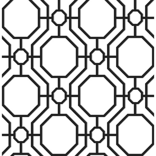 Crawford Black and White Vinyl Peel and Stick Wallpaper Roll