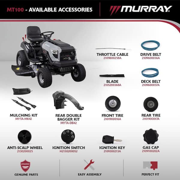 Murray - MT100 42 in. 13.5 HP 500cc E1350 Series Briggs and Stratton Engine 6-Speed Manual Gas Riding Lawn Tractor Mower