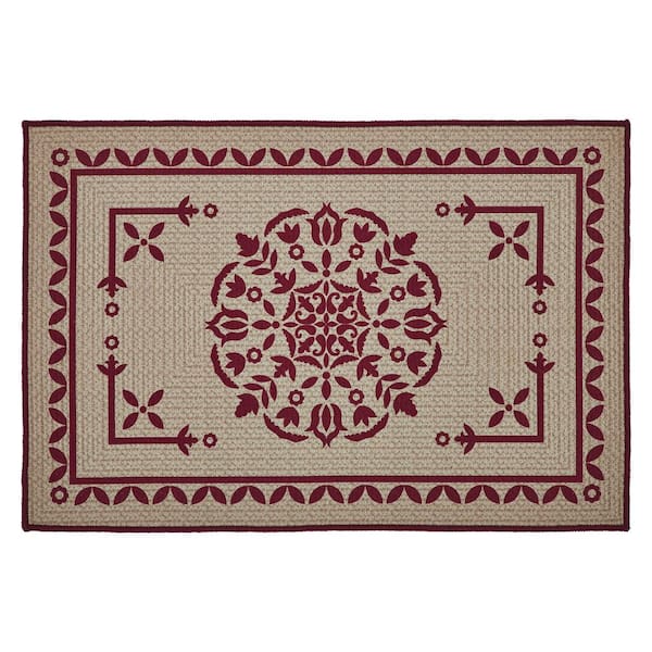 VHC BRANDS Custom House 20 in. W x 30 in. L Red Burgundy Tan Medallion Bathmat